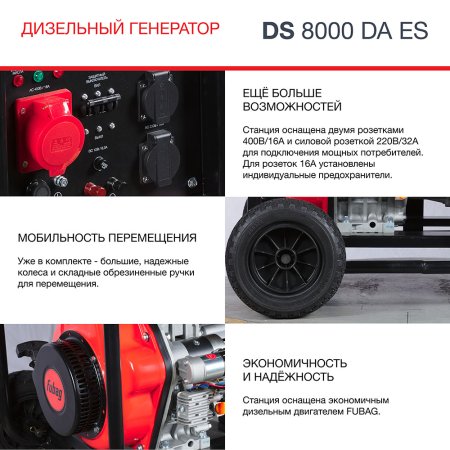 FUBAG Дизельный генератор (трехфазный) с электростартером и коннектором автоматики DS 8000 DA ES в Грозном фото