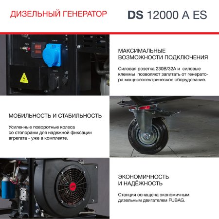 FUBAG Дизельный генератор с электростартером и коннектором автоматики DS 12000 A ES в Грозном фото