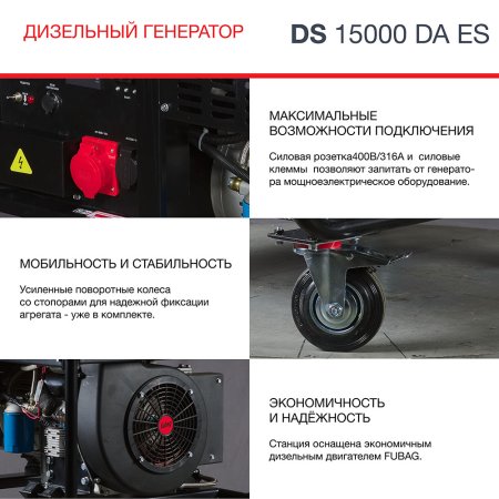 FUBAG Дизельный генератор (трехфазный) с электростартером и коннектором автоматики DS 15000 DA ES в Грозном фото