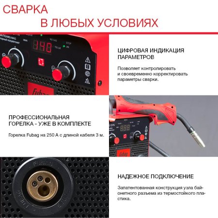 FUBAG Сварочный полуавтомат IRMIG 180 SYN с горелкой 250 А 3 м в комплекте в Грозном фото